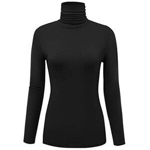 Women's Long Sleeve Lightweight Turtleneck Top Slim Fit Pullover T-Shirt